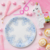 Eisblauer Schneeflocken Pappteller (Party)