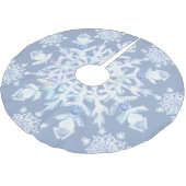 Eisblauer Schneeflocken Polyester Weihnachtsbaumdecke (Schrägansicht)