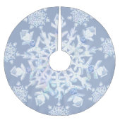 Eisblauer Schneeflocken Polyester Weihnachtsbaumdecke (Vorderseite)