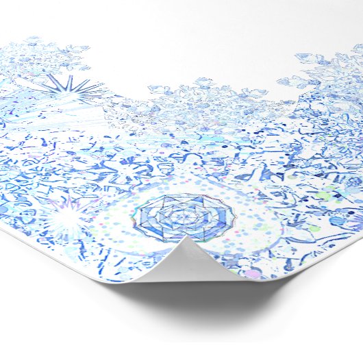 Eisblauer Schneeflocken Poster (Ecke)