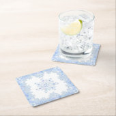 Eisblauer Schneeflocken Rechteckiger Pappuntersetzer (Vor Ort)