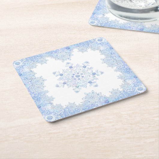 Eisblauer Schneeflocken Rechteckiger Pappuntersetzer (angewinkelt)