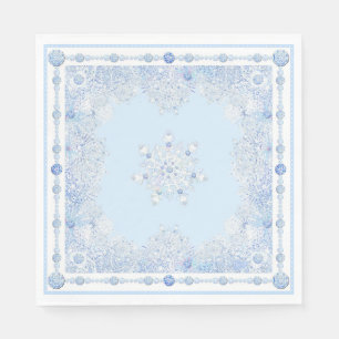 Eisblauer Schneeflocken Serviette