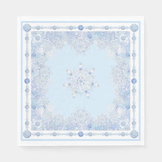 Eisblauer Schneeflocken Serviette (Vorderseite)