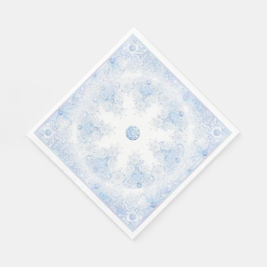 Eisblauer Schneeflocken Serviette (Ecke)