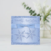 Eisblauer Schneeflocken Square Einladung Hochzeit (Stehend Vorderseite)