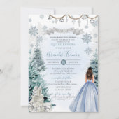 Eisblauer Weihnachtsfeiertag Winterschnee Quinceañ Einladung (Vorderseite)