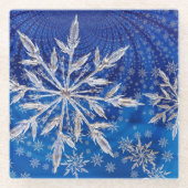 Eisblauer Weihnachtsstern Glasuntersetzer (Vorderseite)