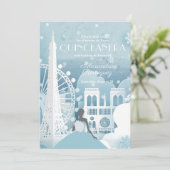 Eisblauer Winter in Paris Einladung (Stehend Vorderseite)