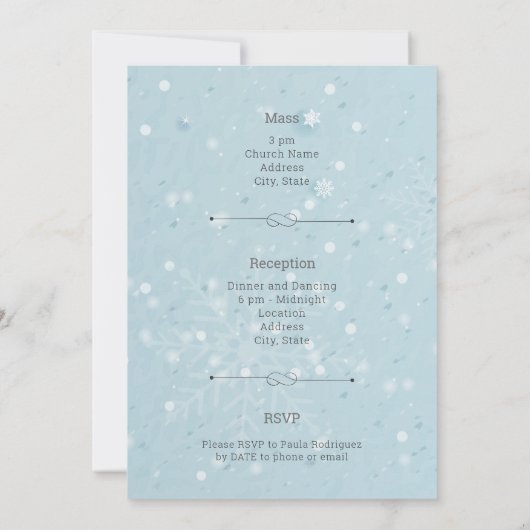 Eisblauer Winter in Paris Einladung (Rückseite)