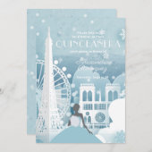 Eisblauer Winter in Paris Einladung (Vorne/Hinten)