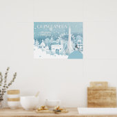 Eisblauer Winter in Paris Quinceñera Poster (Küche)