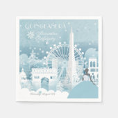 Eisblauer Winter in Paris Serviette (Vorderseite)