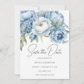 Eisblaues Floral Save The Date (Vorderseite)