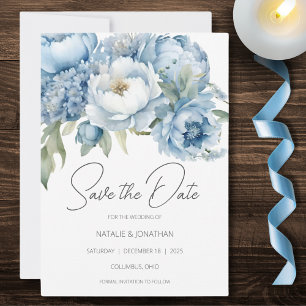 Eisblaues Floral Save The Date