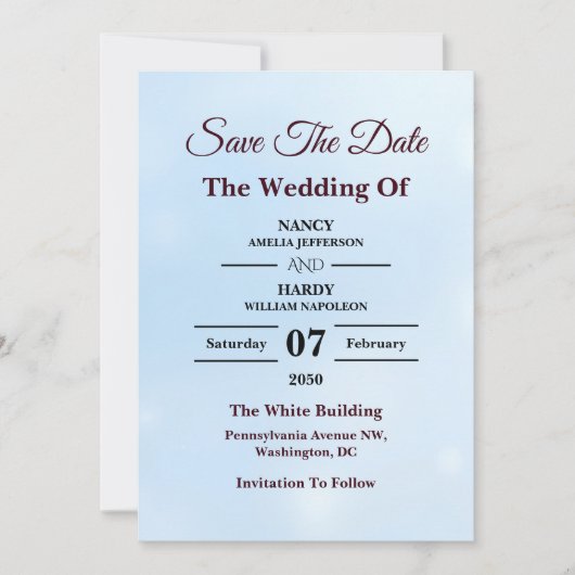 Eisblaues Frost-Schimmer-Design Save The Date (Vorderseite)