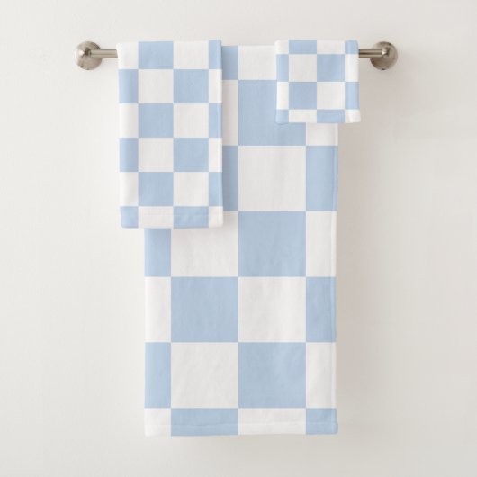 Eisblaues Retro-Karo Badhandtuch Set (Insitu)