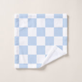 Eisblaues Retro-Karo Badhandtuch Set (Waschlappen)