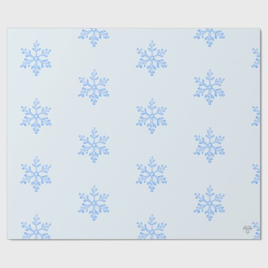 Eisblaues Schneeflockenmuster auf hellblauem Hinte Geschenkpapier (Flach)