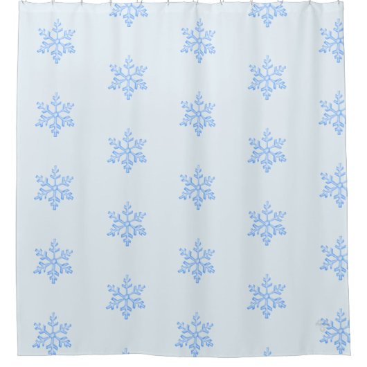 Eisblaues Schneeflockenmuster Winterdesign Duschvorhang (Vorderseite)