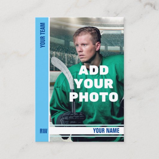 EisBlue Stripe Hockey Trading Card - Custom Stats Telefonnummerkarte (Vorderseite)