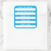 Eisbrecher-Gesprächs-Name-Tag mit Informationen Quadratischer Aufkleber (Tasche)