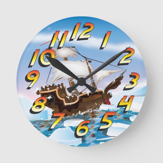 Eisbrecher-Schiff Runde Wanduhr (Vorderseite)