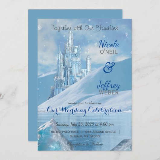 Eisburg Winterschnee Einladung Hochzeit (Vorne/Hinten)