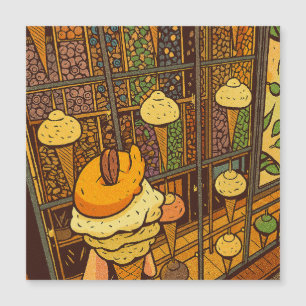 Eiscafé-Cartoon Magnetkarte