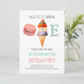 Eiscreme 1. Geburtstag - eine Einladung (Stehend Vorderseite)