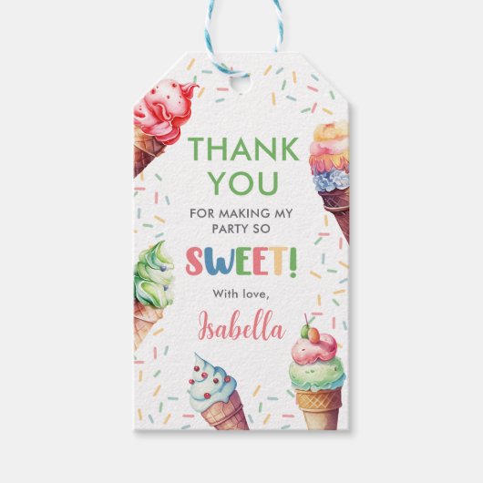 Eiscreme 1. Geburtstag Party Geschenkanhänger (Vorderseite)