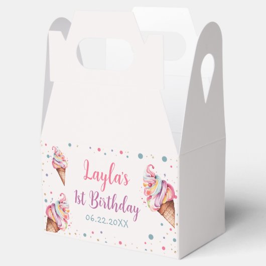 Eiscreme 1. Geburtstag Party Geschenkschachtel (Geöffnet)