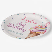 Eiscreme 1. Geburtstag Party Pappteller (Schrägansicht)