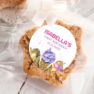 Eiscreme 1. Geburtstag Party Runder Aufkleber