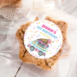 Eiscreme 1. Geburtstag Party Runder Aufkleber