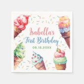 Eiscreme 1. Geburtstag Party Serviette (Vorderseite)