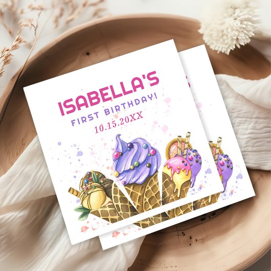 Eiscreme 1. Geburtstag Party Serviette