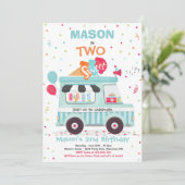 Eiscreme 2. Geburtstag 2. Geburtstag Eiscreme Truc Einladung (Stehend Vorderseite)