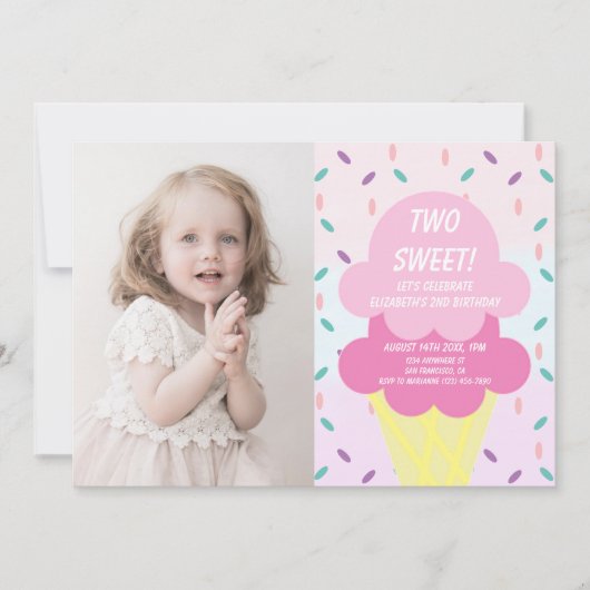 Eiscreme 2. Geburtstag Einladung (Vorderseite)