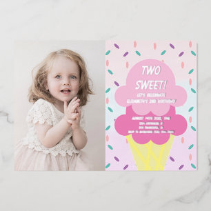 Eiscreme 2. Geburtstag Folieneinladung