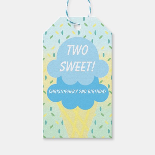 Eiscreme 2. Geburtstag Geschenkanhänger (Vorderseite)