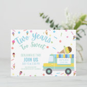 Eiscreme 2. Geburtstag Geschwister, Zwillinge Einladung (Stehend Vorderseite)