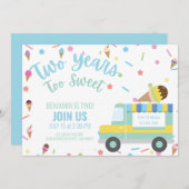 Eiscreme 2. Geburtstag Geschwister, Zwillinge Einladung (Vorne/Hinten)