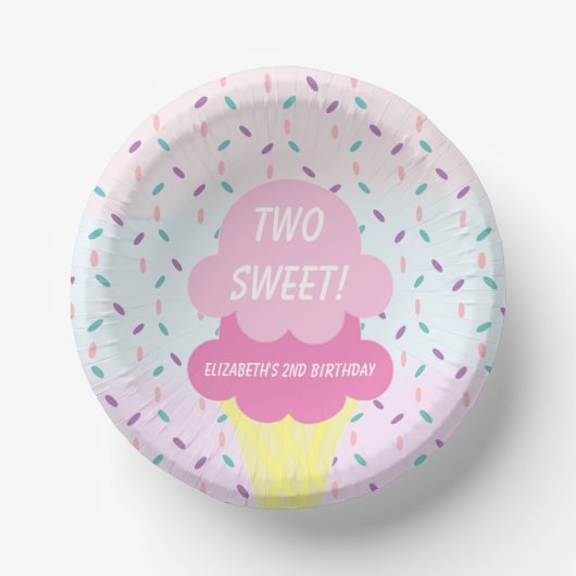 Eiscreme 2. Geburtstag Pappteller (Vorderseite)