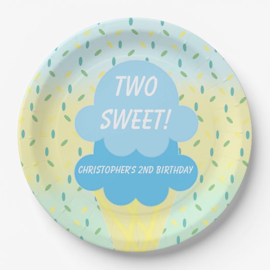 Eiscreme 2. Geburtstag Pappteller (Vorderseite)