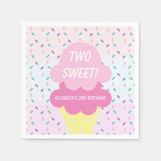 Eiscreme 2. Geburtstag Serviette (Vorderseite)