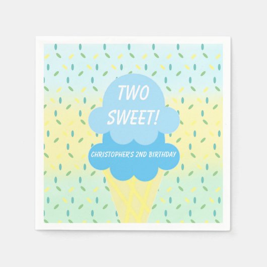 Eiscreme 2. Geburtstag Serviette (Vorderseite)