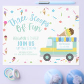 Eiscreme 3RD Dritter Geburtstag Geschwistertriplet Flyer (Einzeln)