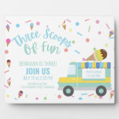 Eiscreme 3RD Dritter Geburtstag Geschwistertriplet Fotoplatte (Vorderseite)