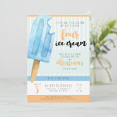 Eiscreme 4. Geburtstagsfeier Party Einladung (Stehend Vorderseite)